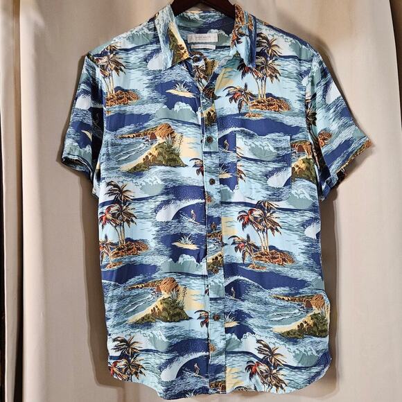 Mens Lucky Brand hawaiian print button up size small all over print tropical‎ - Picture 1 of 6